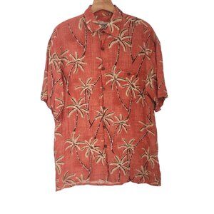 Windham Pointe Hawaiian Shirt Rayon Floral Vacation Red Button Up Medium